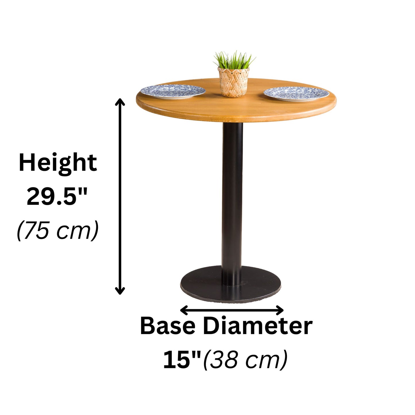 Solid Pine Wood Round Dining Table with Metal Tulip Leg