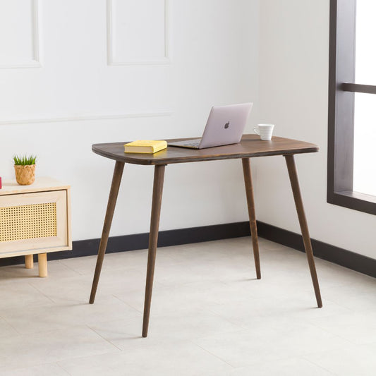 Modern Rectangular Solid Pine Home Office Desk with Rounded Edges