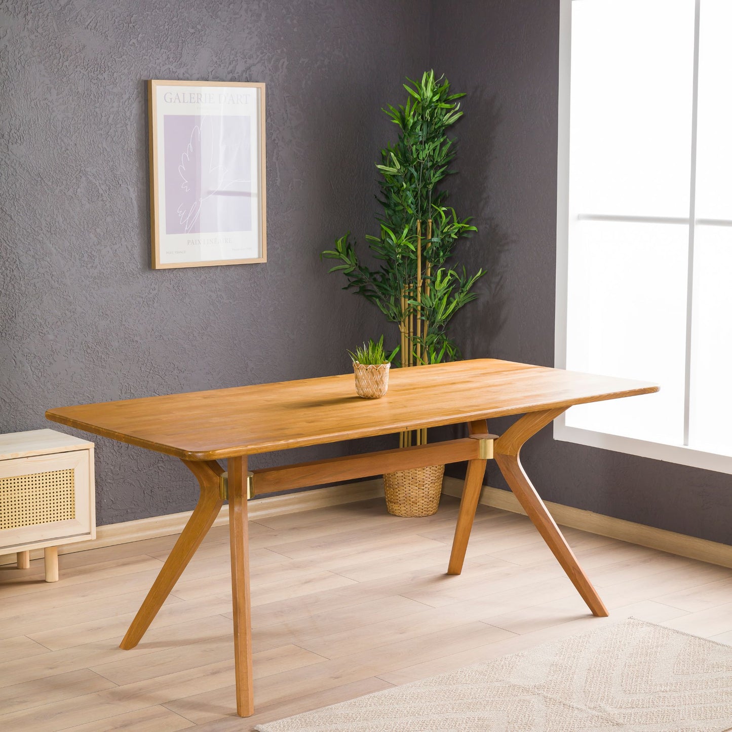 Rustic Rectangle Dining Table with Butterfly Pedestal Legs