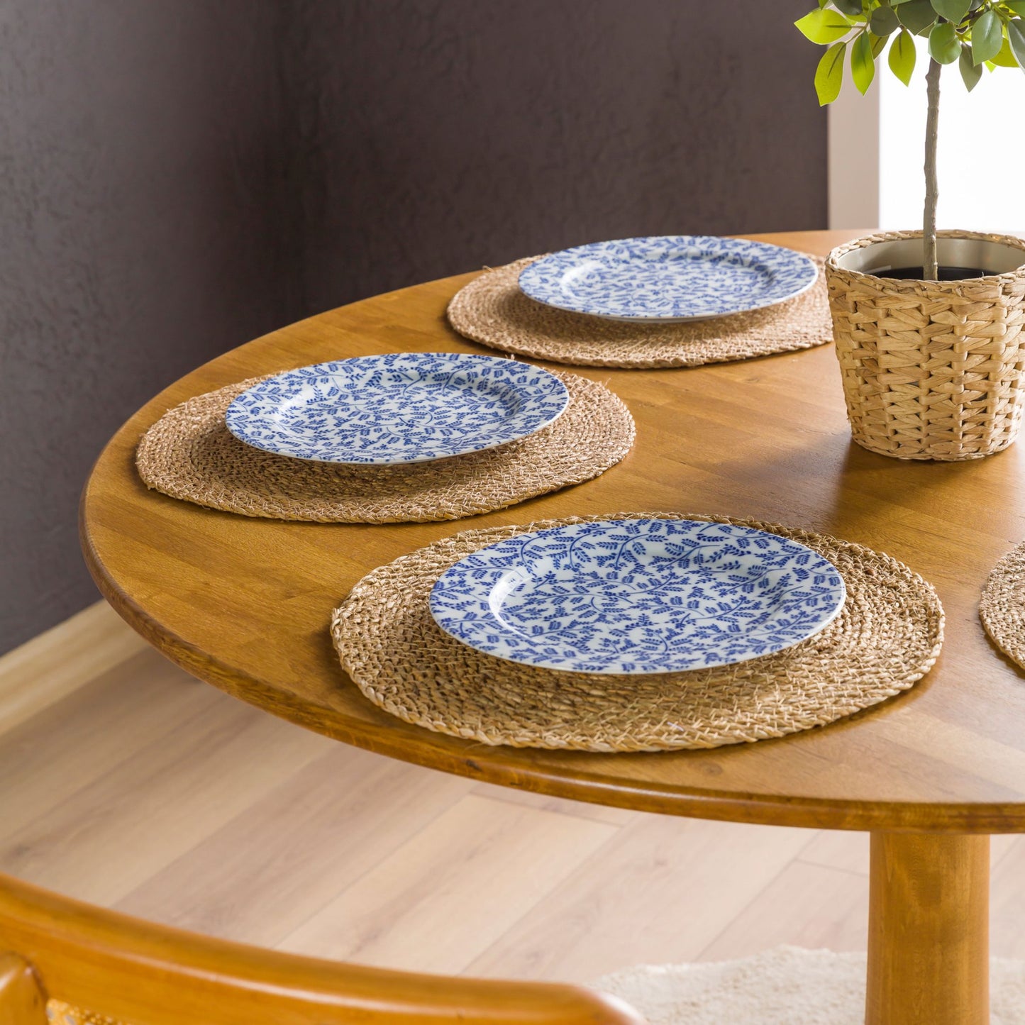 Solid Oak Round Dining Table with Wooden Tulip Leg