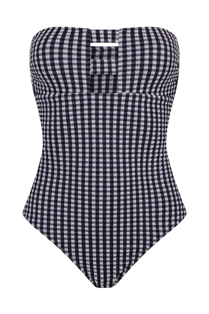 anja swimsuit one-piece l'espiègle vichy navy front