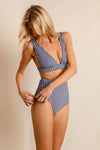 La Magnétique - Vichy Marine - high-waisted bikini bottom