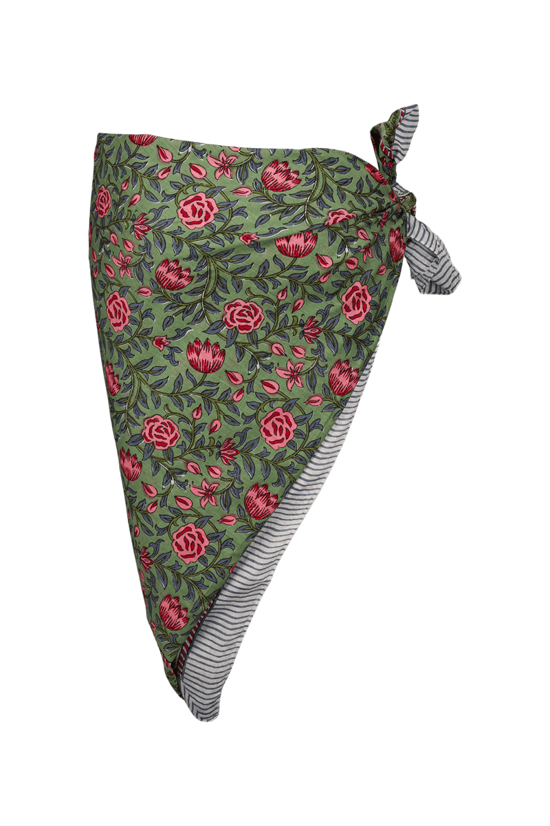 Le Paréo - Peonies print - Green
