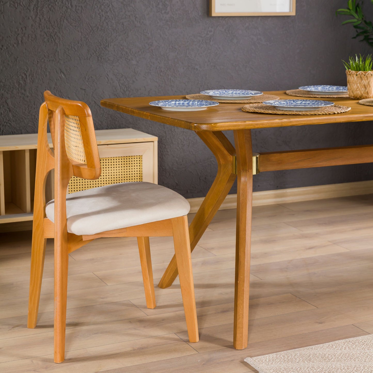 Rustic Rectangle Dining Table with Butterfly Pedestal Legs