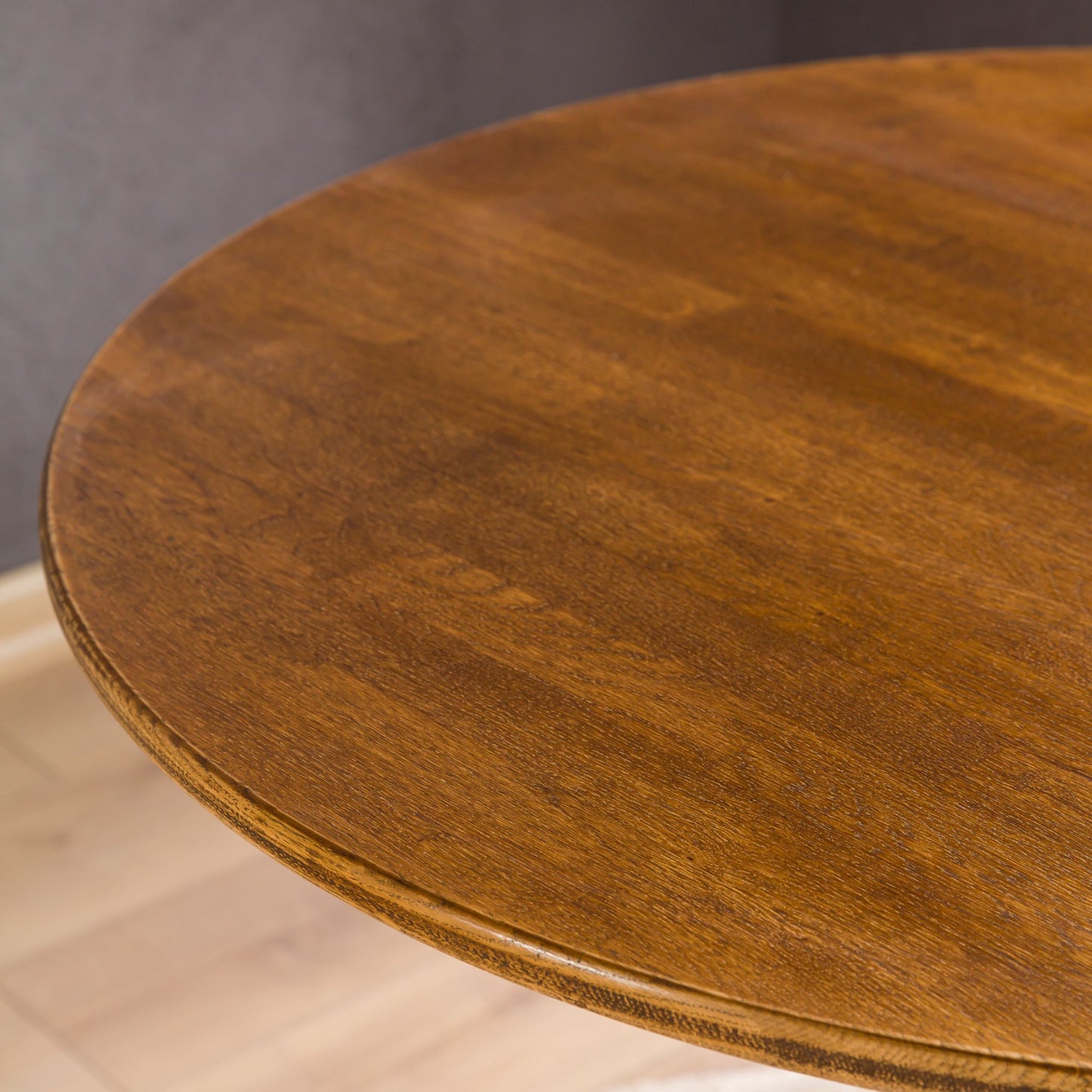 Solid Oak Round Dining Table with Wooden Tulip Leg