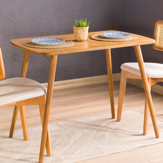 Modern Solid Oak Rectangle Dining Table with Rounded Side