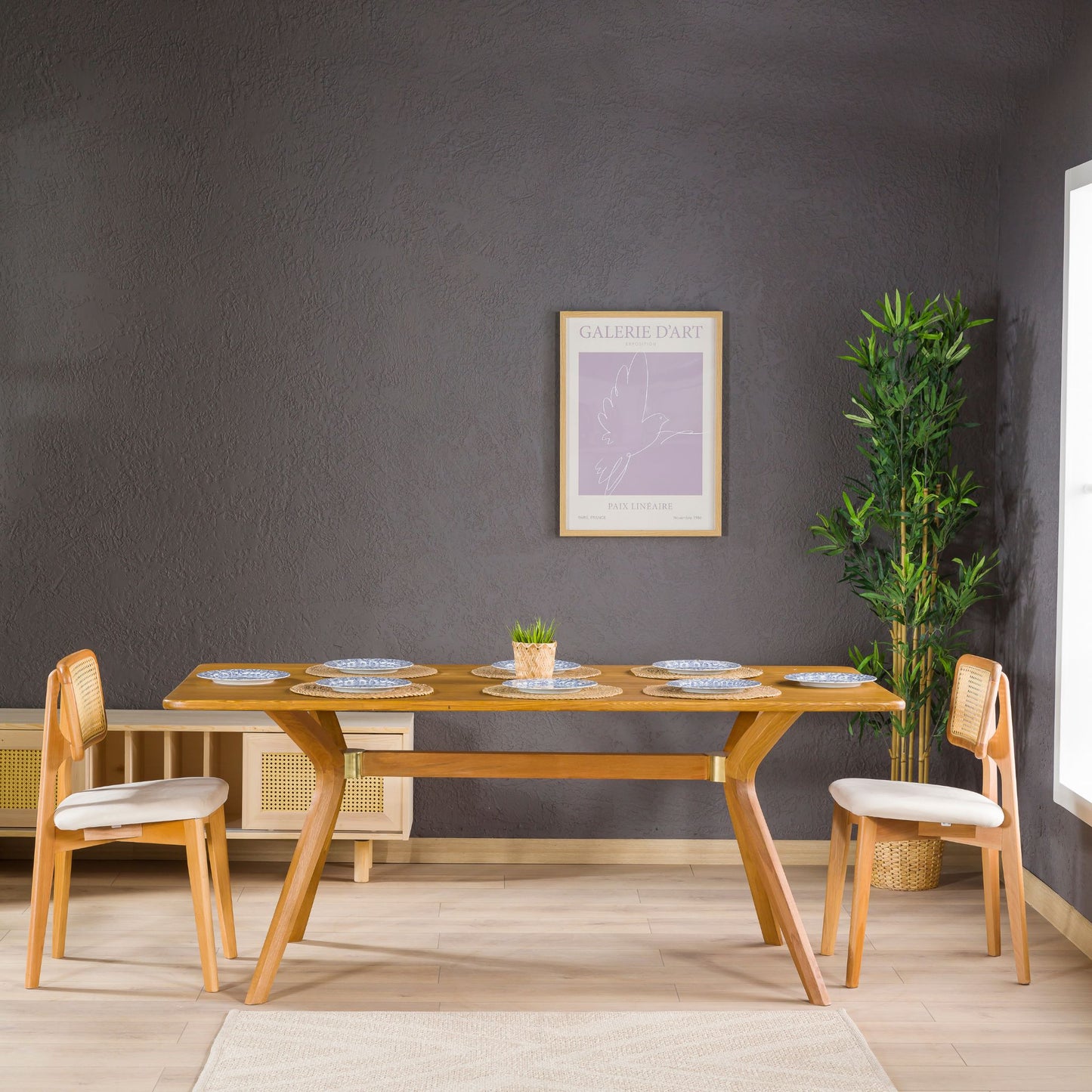 Rustic Rectangle Dining Table with Butterfly Pedestal Legs