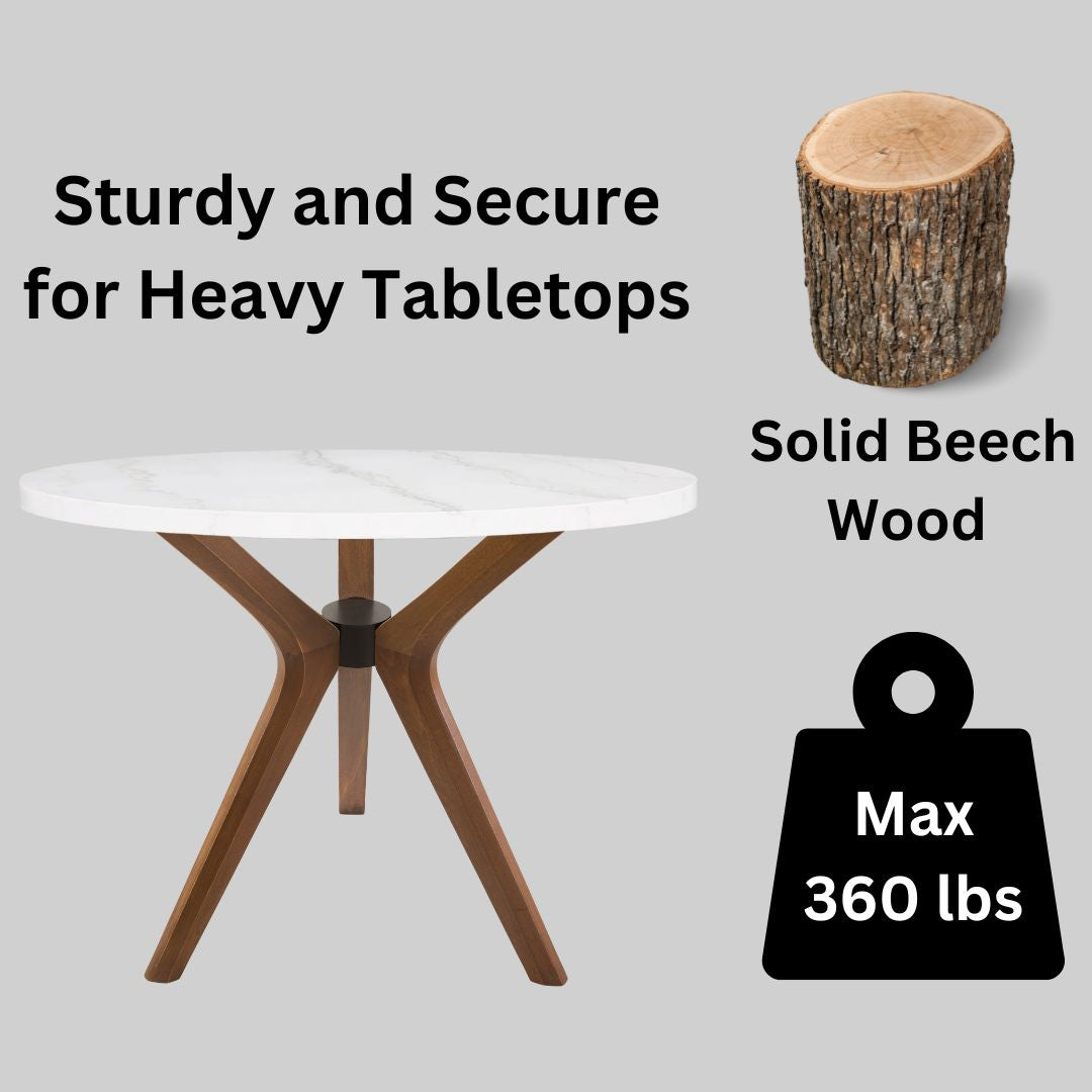 Solid Wood Round Dining Table Base 3-Legs