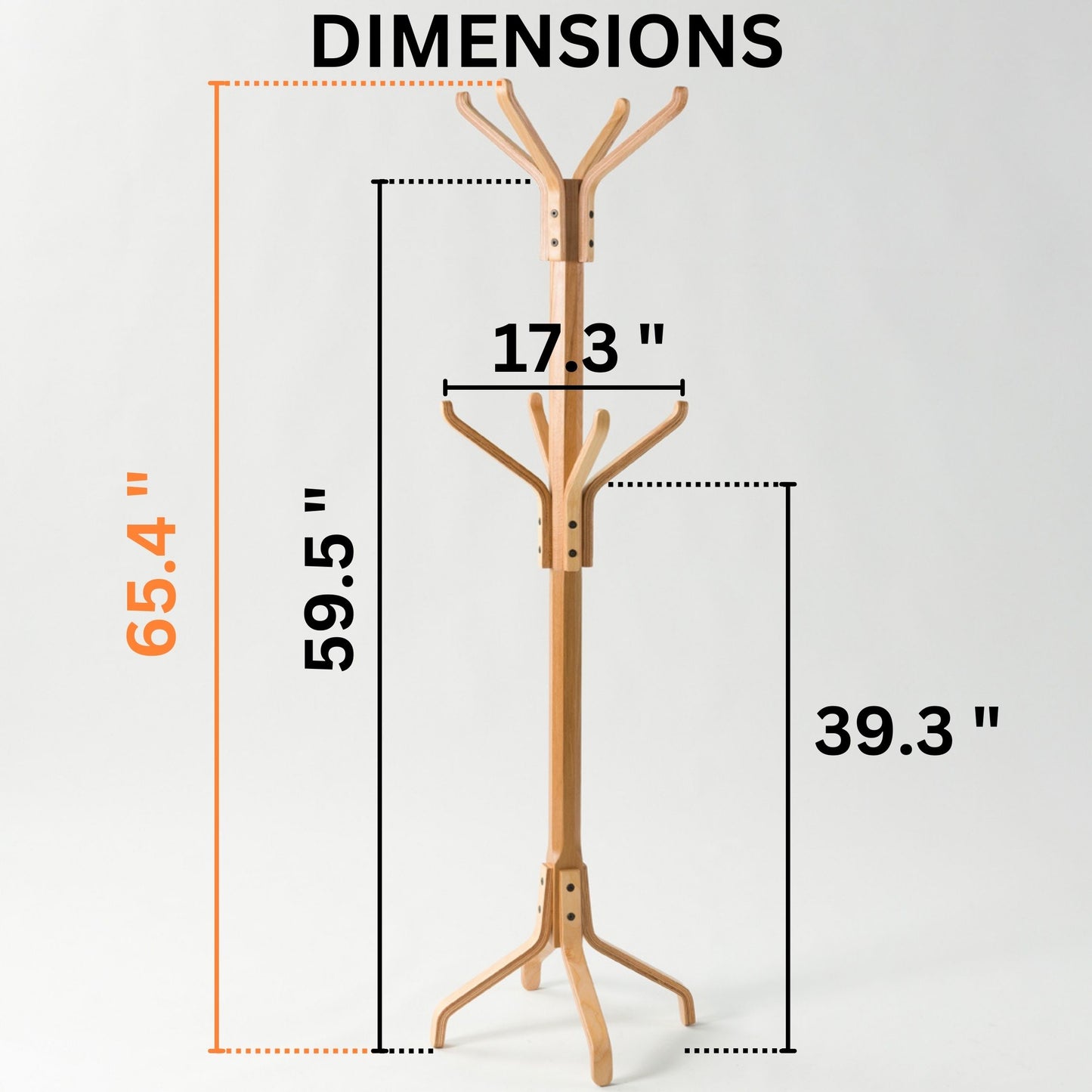 Solid Wood Freestanding Coat Rack