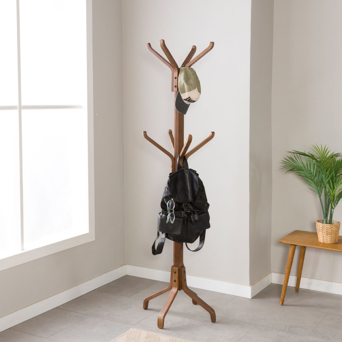Solid Wood Freestanding Coat Rack